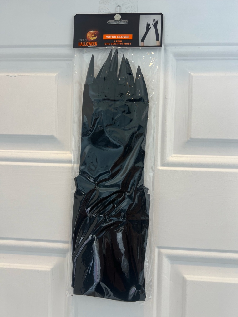 Happy Halloween Black Witch Gloves, One Size, Polyester/Spandex, 1 Pair